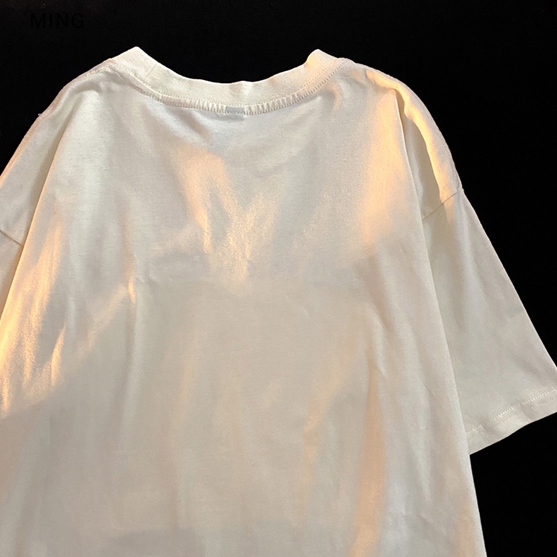 Áo Thun Tay Ngắn Cổ Tròn Dáng Rộng In Họa Tiết Retro Mỹ Thời Trang Mùa Hè Cho Nữ