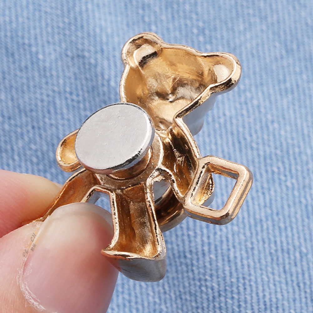 [Featured] Kẹp Quần Jean / Chân Váy Bằng Kim Loại Không Đóng Đinh Có Thể Tháo Rời Không Cần Đóng Nút Họa Tiết Gấu Dễ Thương