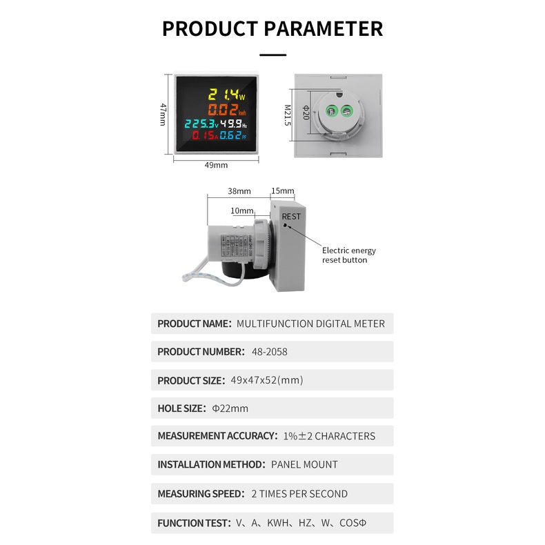 Đồng Hồ Đo Điện Áp Đa Năng 6 Trong 1 AC 50-300V 250-450V D48-2058
