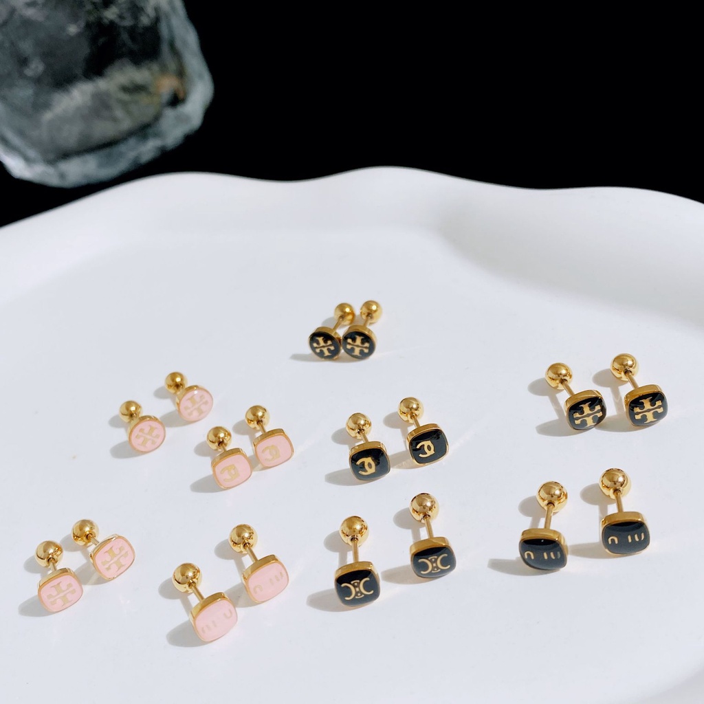 Khuyên Tai Đinh Tán Hình Học Bằng Thép Titan Epoxy Đơn Giản Dễ Phối Đồ Mori Series Khí Chất