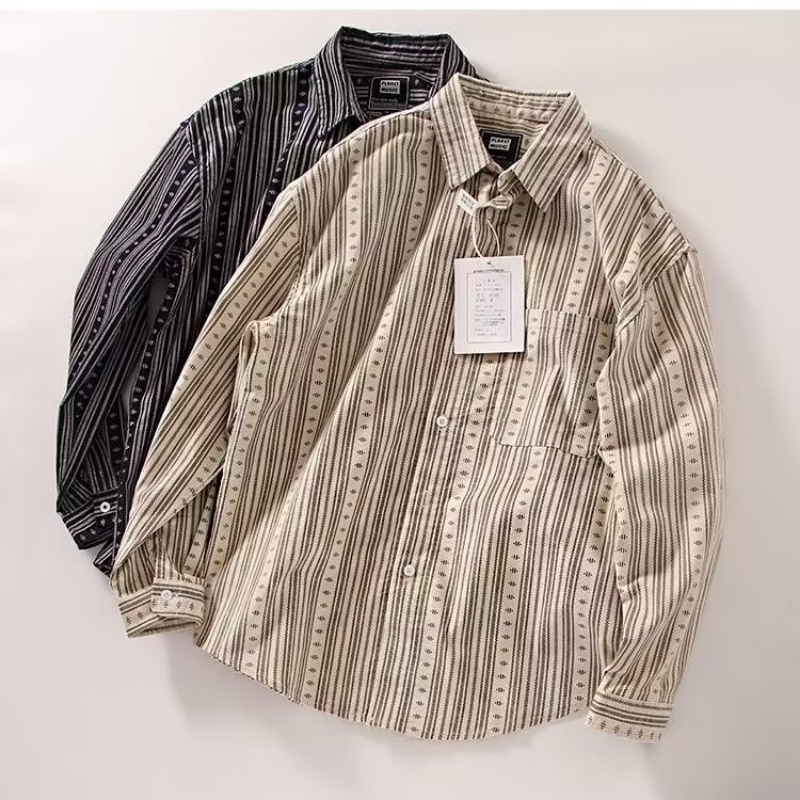 Áo Sơ Mi Tay Dài Họa Tiết Kẻ Sọc Màu Sắc Thời Trang Mùa Xuân Dễ Phối Đồ Cho Nam