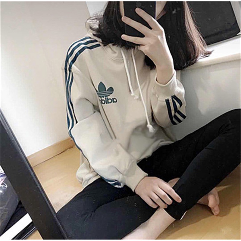 Adidas Áo Hoodie Phối Khóa Kéo Phong Cách vintage bk7193 100% clover