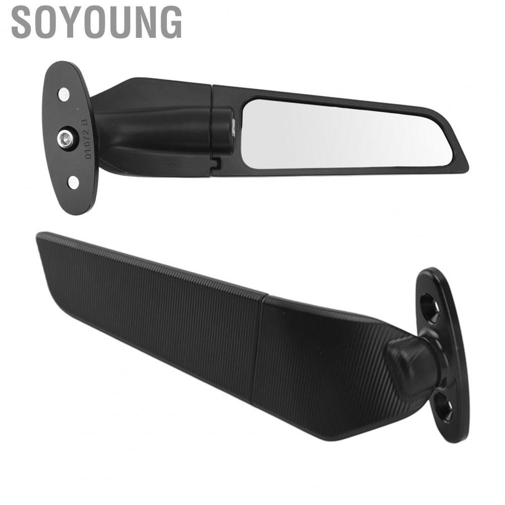 Soyoung Side Wing Mirrors  Rear View Adjustable Sporty Look for Motorcycle
