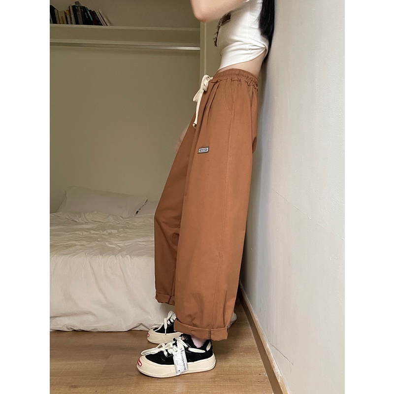 SUXI Quần Dài Ống Đứng Dáng Rộng Màu Sắc Đơn Giản Thời Trang Mùa Hè Theo Phong Cách Vintage
