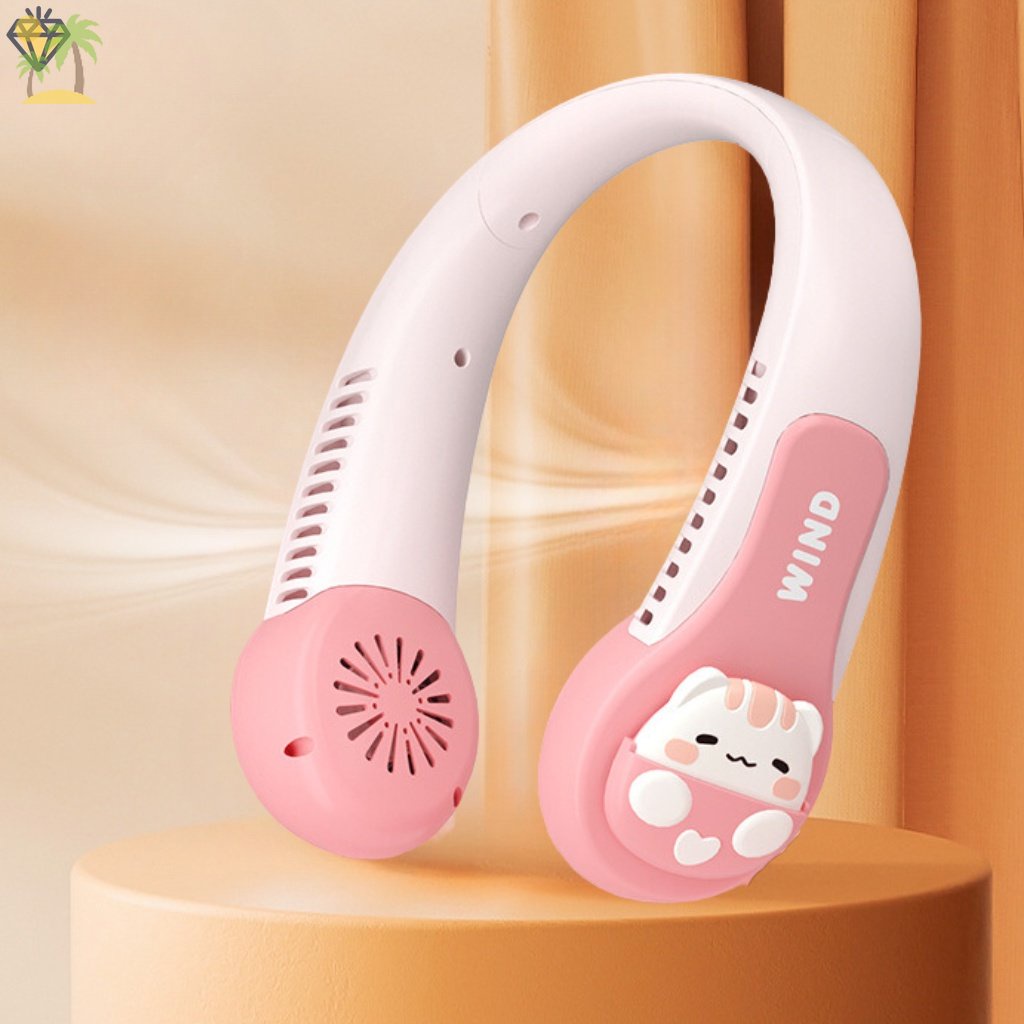 Quạt Đeo Cổ Mini CR1 Hoạt Hình Dễ Thương Có Thể Sạc Lại Bằng Cổng Usb