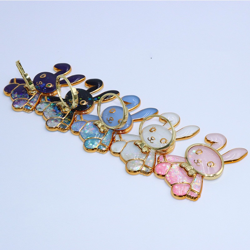 Giá Đỡ Điện Thoại Hình Thỏ Hoạt Hình 3D Dạng Nổi Có Túi Khí Và Dây Đeo Ngón Tay Mở Rộng Phong Cách Ins