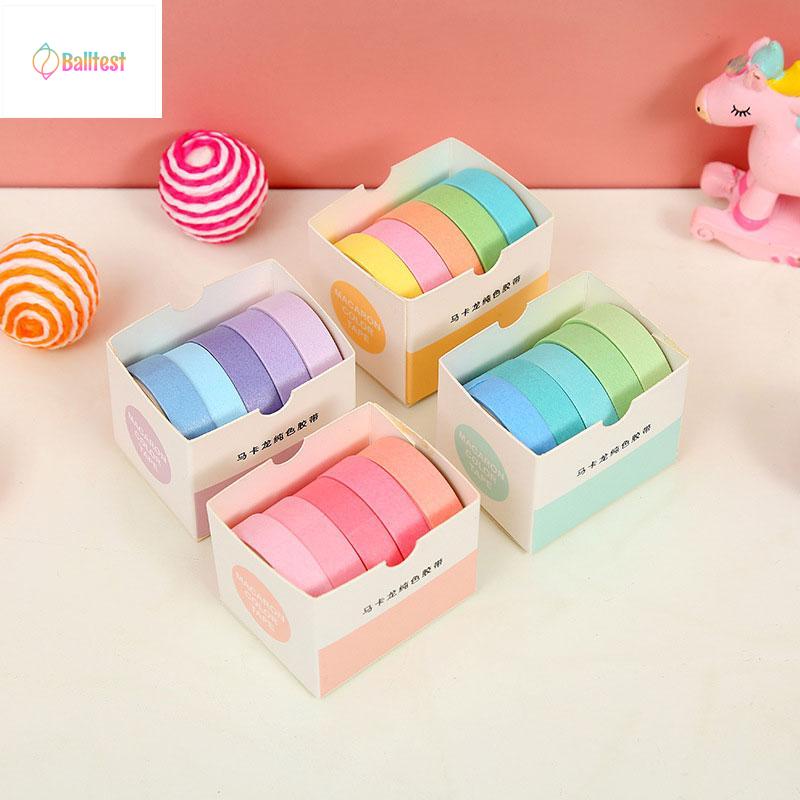 💜Bộ 5 cuộn băng keo washi phong cách dễ thương trang trí sổ