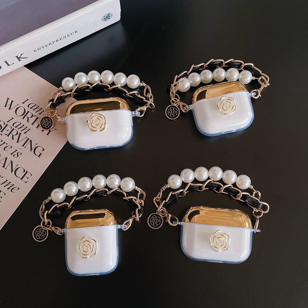 Vỏ Bảo Vệ Hộp Sạc Tai nghe không dây AirPods 1 / 2 / 3 Pro2 2022 Bằng tpu Mềm Trong Suốt Chống Trầy Mạ Điện Màu Vàng Hồng 3D