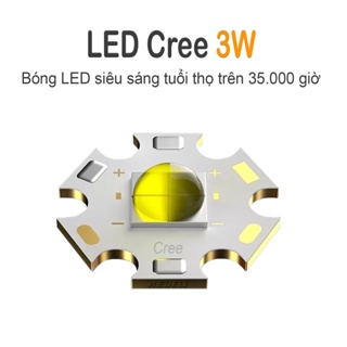 Bóng đèn LED Cree 3W, 5W siêu sáng Điện áp 3V - 5V, đã hàn sẵn đế tản