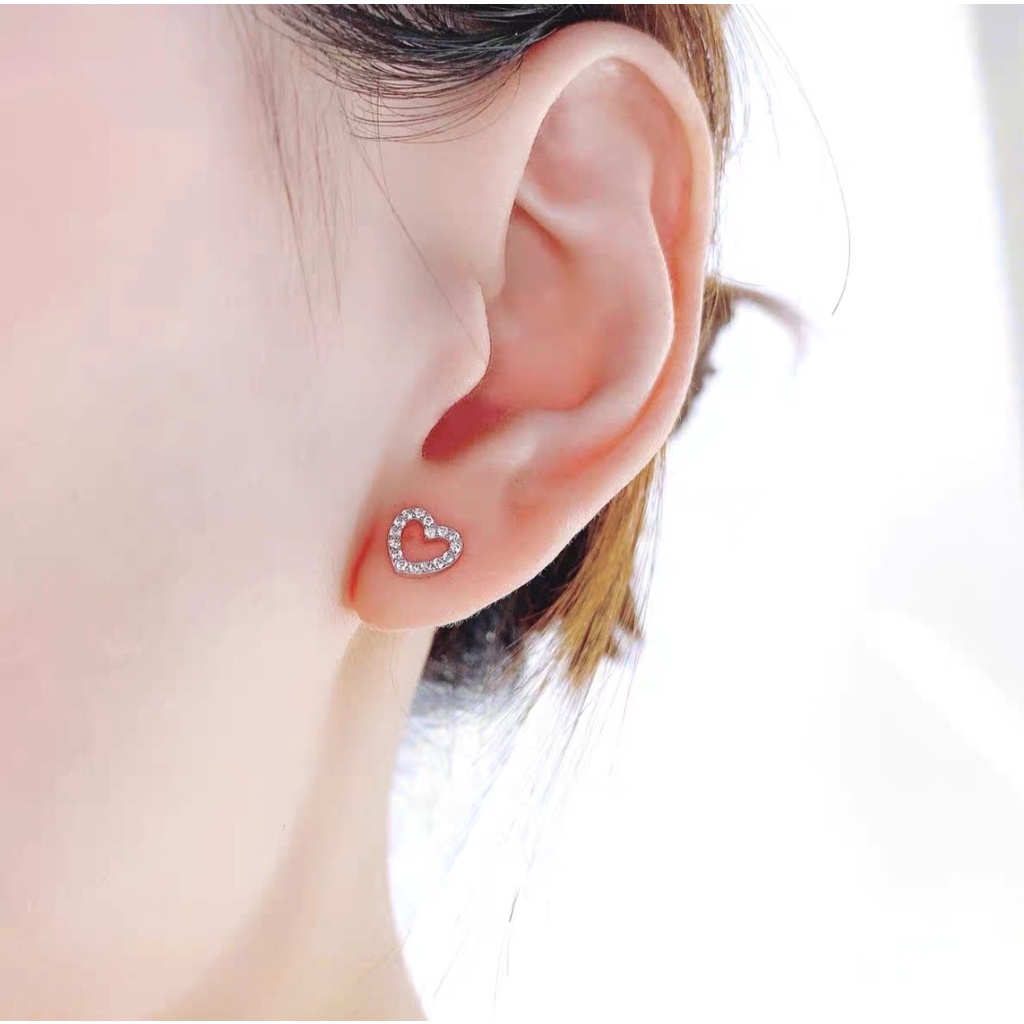 Pure Silver Heart Cubic Rose Gold Pearcing