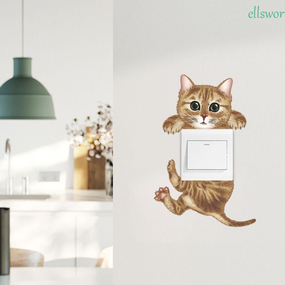 Sticker Dán Công Tắc Hình Mèo / Chim 3D Chống Nước Trang Trí Phòng Khách