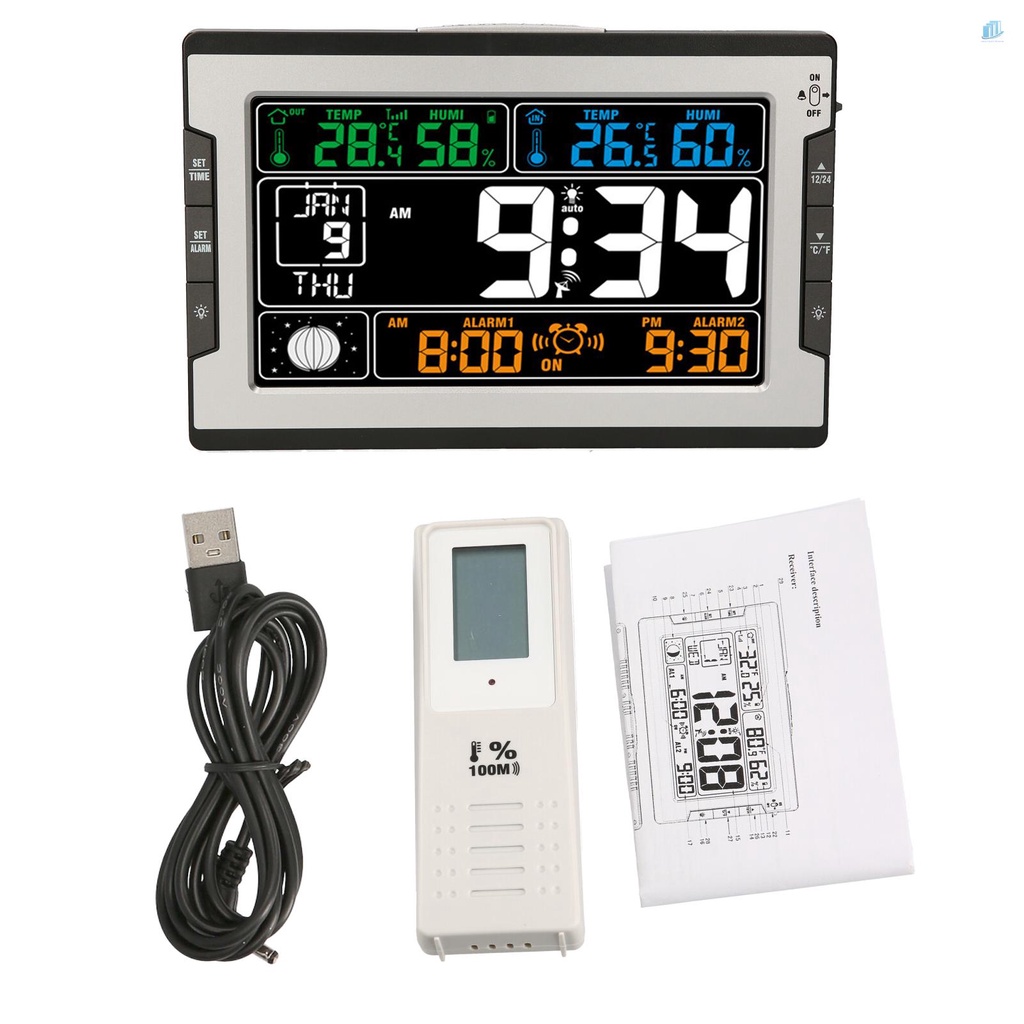 Đồng Hồ Kỹ Thuật Số Đo Nhiệt Độ Và Độ Ẩm Đa Năng Có Màn Hình Hiển Thị Màu Sắc