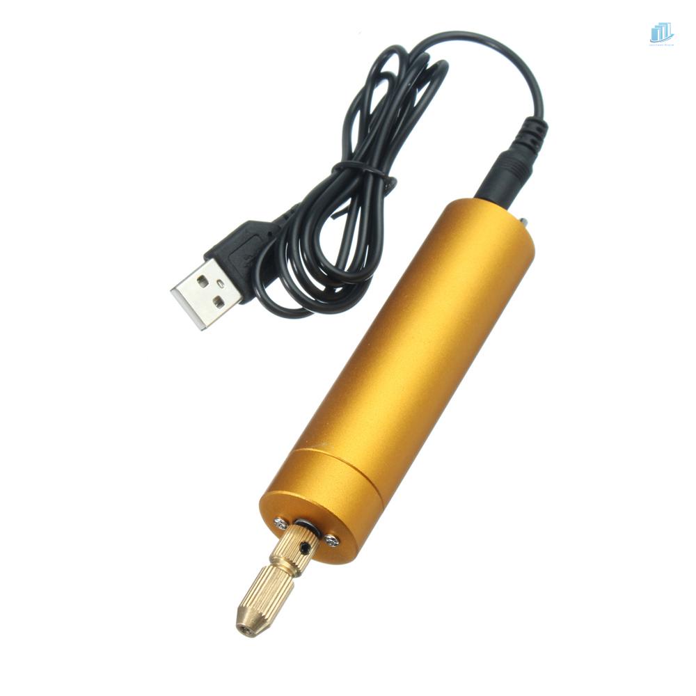 Máy Khoan Điện Tử Mini 5V DC Bằng Nhôm Kèm 10 Mũi Xoắn DIY