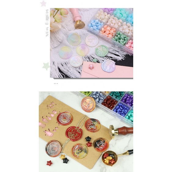 Bộ Sáp Niêm Phong Bì Thư Hình Ngôi Sao Màu Sắc Macaron