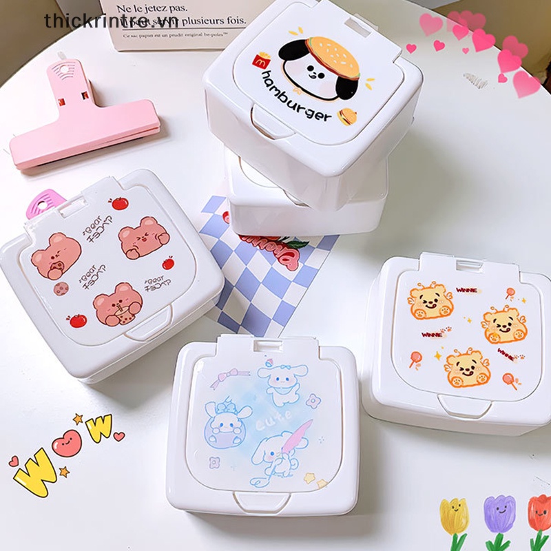 Hộp Đựng Tăm Bông / Tăm Bông Để Bàn Họa Tiết Hoạt Hình Dễ Thương