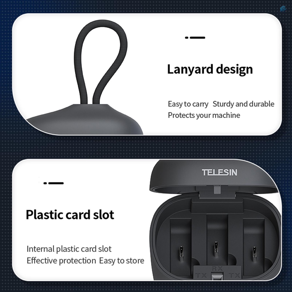 TELESIN Hộp Sạc Micro Không Dây 3 Rãnh TE-WMB-001 Tích Hợp Pin 4000mAh Type-C 18W Tiện Dụng