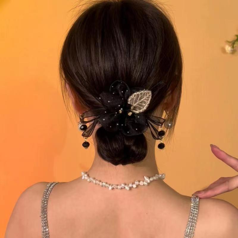 Dây Buộc Tóc Hai Lớp Thêu Hoa Thời Trang Dành Cho Nữ