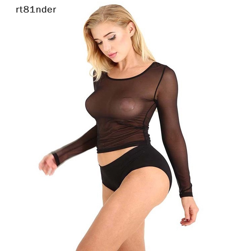 Áo Thun Lưới Tay Dài Cổ Lọ Dáng Ôm Màu Trắng Đen Xuyên Thấu Gợi Cảm Cho Bạn Gái