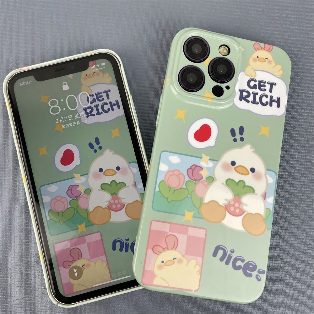 Ốp Điện Thoại Họa Tiết Hoạt Hình Chú Vịt / Dâu Tây Dễ Thương Cho iPhone12 X / XS8 7FW5 11 13 plus