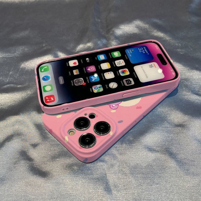 Ốp Điện Thoại Màu Hồng Họa Tiết Chú Gấu Nhỏ Dễ Thương Cho Iphone Xs8 xr 11iPhone12 / 13 7 promax14 5BCJ
