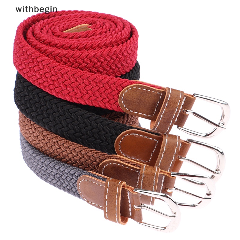 1 Thắt Lưng Vải Canvas Bện Co Giãn Khóa Kim Loại Thời Trang Cho Nam Nữ