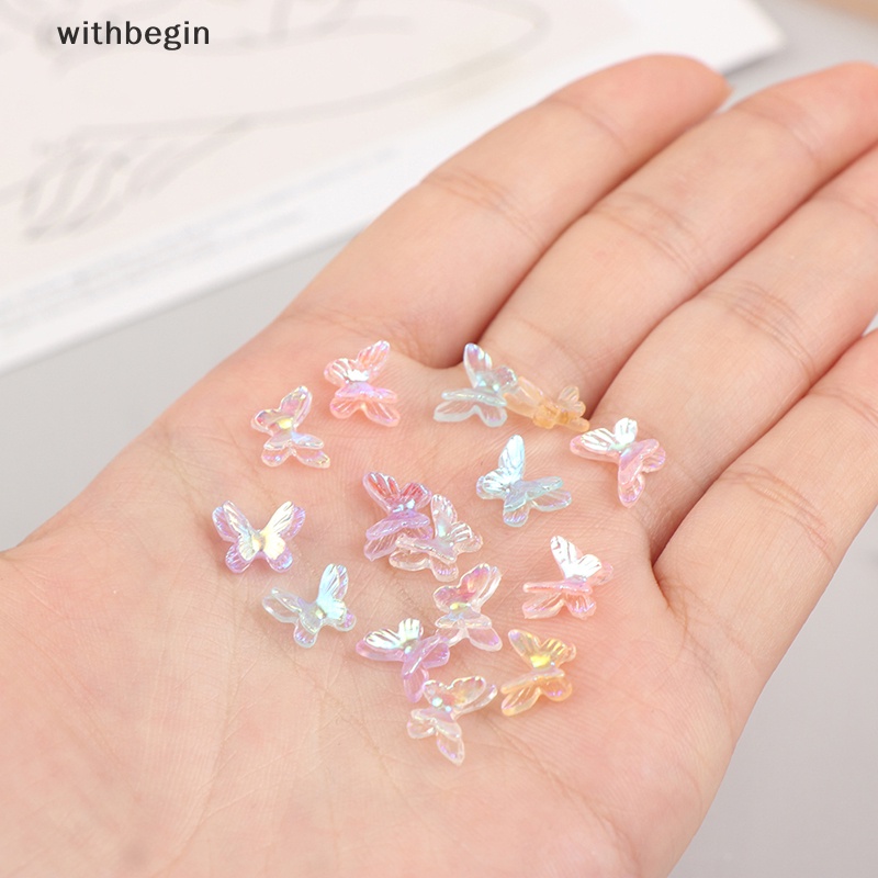 Bộ 20 Miếng Dán Móng Tay Hình Bướm Bằng Resin Lấp Lánh Nhiều Màu Sắc DIY