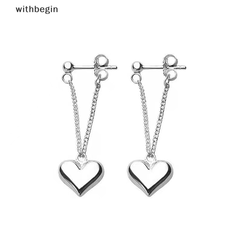 Bông Tai Mạ Bạc Hình Trái Tim Phối Tua Rua Phong Cách Cổ Điển Thời Trang Chống Dị Ứng Cho Nữ