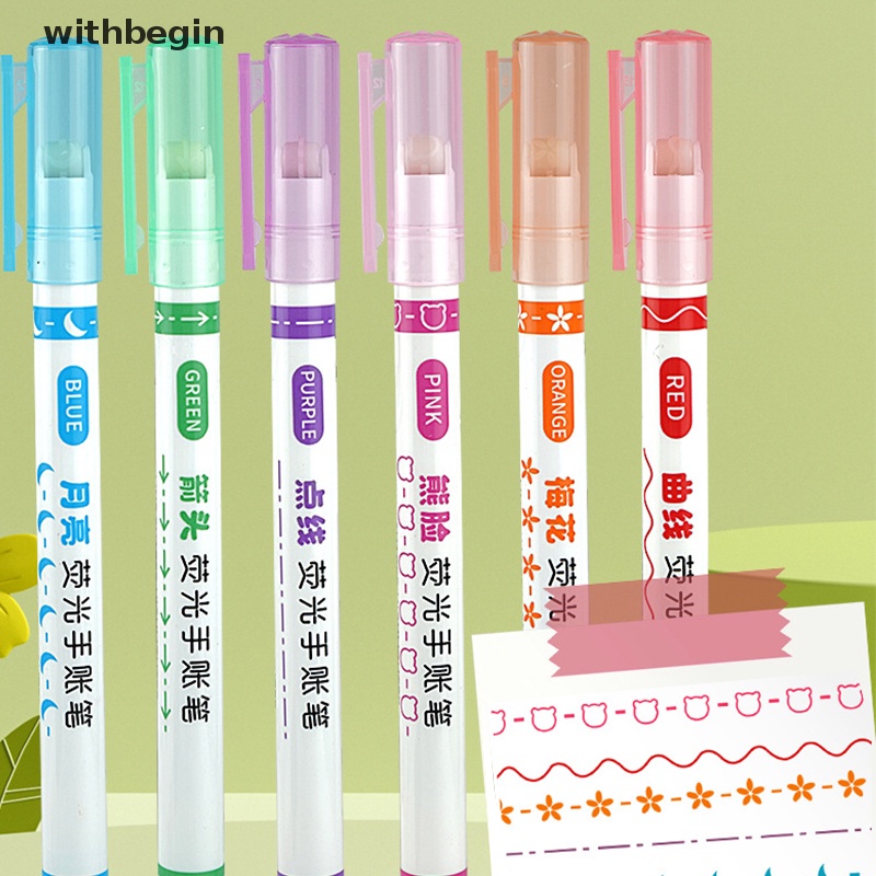 Bộ 6 Bút Đánh Dấu Đầu Lăn Nhiều Đường Viền Cong Nhiều Họa Tiết Graffiti Nghệ Thuật