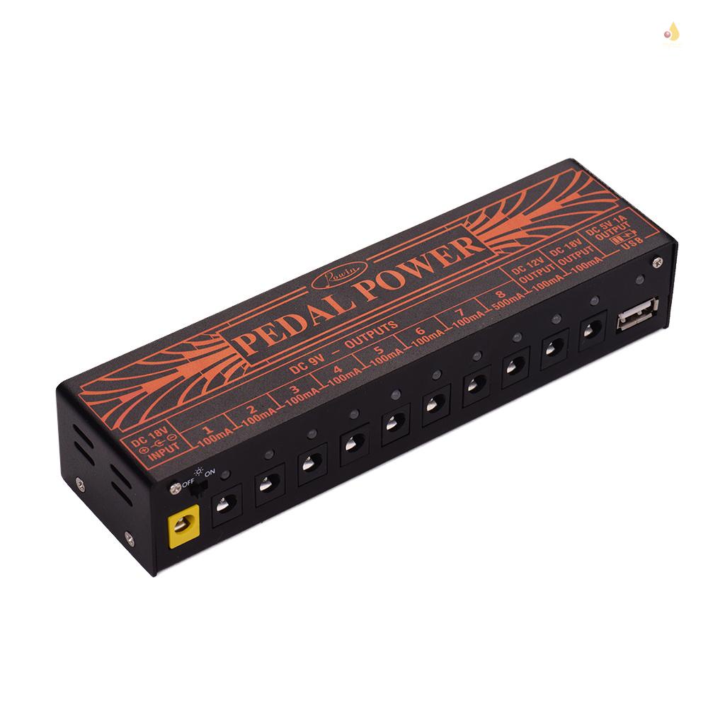 Bộ Cung Cấp Nguồn Điện Phơ Đàn Guitar 10 Cổng Ra DC 9V 12V 18V Với Đầu Ra USB 5V