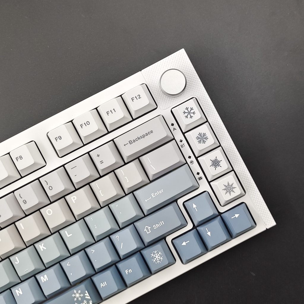 Winter Snow Keycap Gray Gradient Color Five-sided PBT Sublimation Key Cap Set 138 Nút Bàn Phím Cơ PBT Màu Sắc Gradient