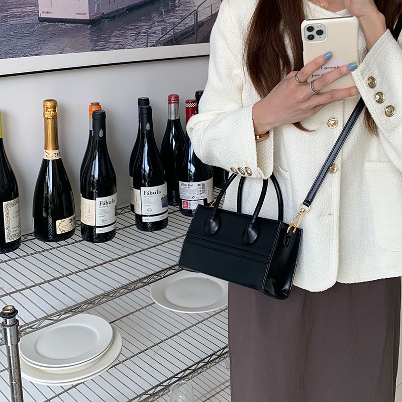 Túi xách đeo chéo IELGY dáng vuông nhỏ gọn phong cách cổ điển thời trang đơn giản dây tháo rời được dài 125cm