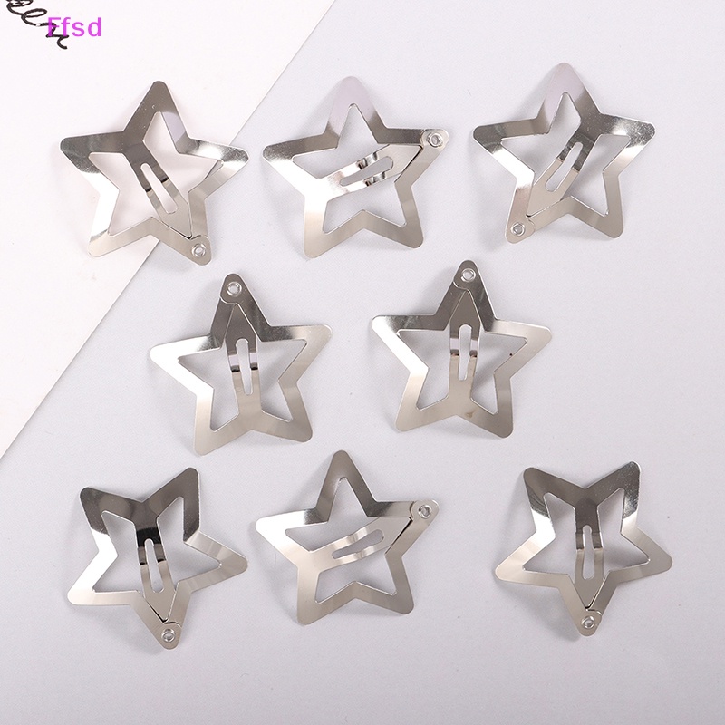 Set 4 Kẹp Tóc BB Hình Ngôi Sao Màu Bạc Đơn Giản Cho Nữ