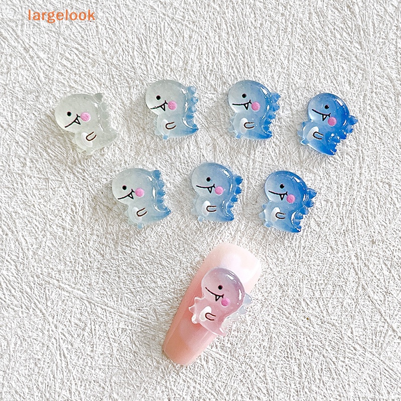 [Biglook] Set 10 Miếng Dán Trang Trí Móng Tay Nghệ Thuật Bằng Nhựa Resin Phát Quang Hình Khủng Long Dễ Thương DIY