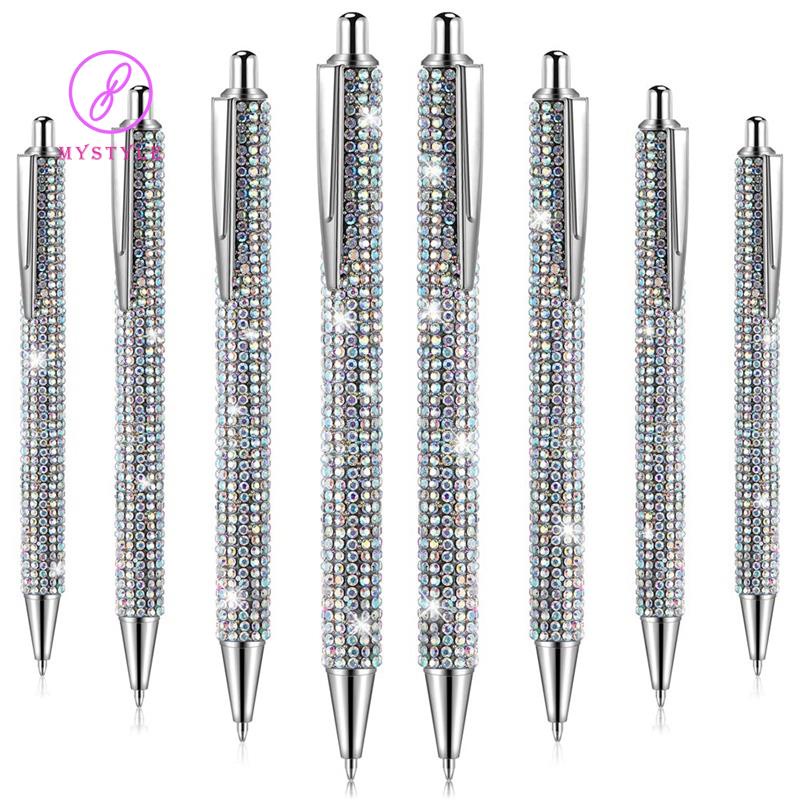 Set 8 Bút Bi Kim Loại Đính Đá Dễ Thương
