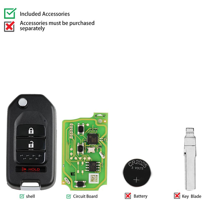 Đối với Xhorse XKHO02EN Nút điều khiển từ xa Fob 2 '1 cho Honda Loại cho Công cụ chìa khóa VVDI