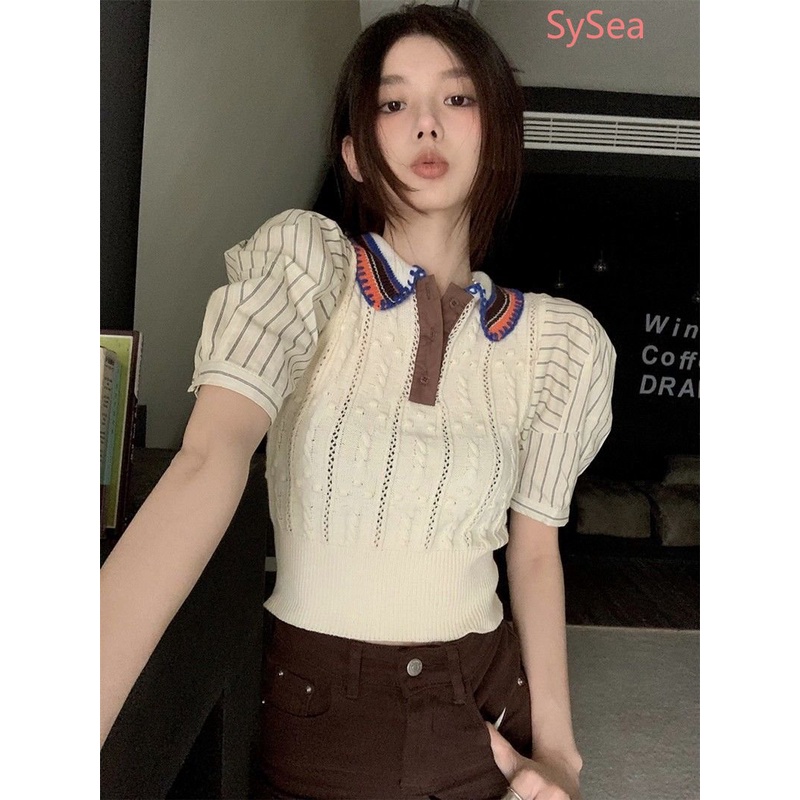 Áo Dệt Kim Thời Trang Retro Pháp Xinh Xắn Cho Nữ