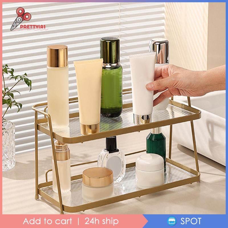 Kệ Đứng 2 Tầng Đựng Lọ Gia Vị / Đồ Trang Điểm Đa Năng Prettyia1