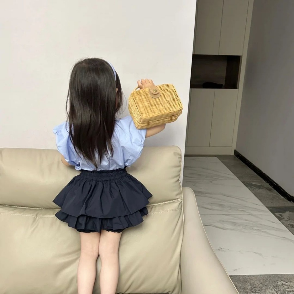 Bộ Áo Sơ Mi Không Tay + Quần Short Thời Trang Mùa Hè Hàn Quốc 2023 Mới Dành Cho Bé Gái