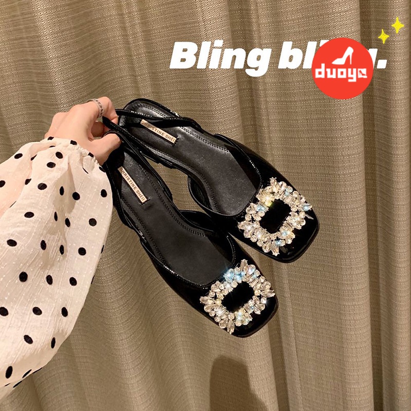 Duoya Factory~[Hàng Có Sẵn]~ Giày Sandal Gót Thấp Dày Hở Ngón Có Khóa Cài Hình Vuông Phong Cách Mùa Hè Kiểu Mới Dành Cho Bạn Nữ Mang Dịp Lễ Hội Mùa Hè 2022