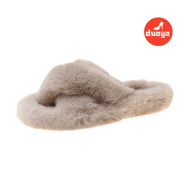 Duoya Dép Bông Thẳng ~ [Hàng Có Sẵn] Dép Bông Quai Chéo Đi Trong Nhà Đế Dày Màu Hồng Phong Cách Mới Cho Nữ Size Lớn ABC