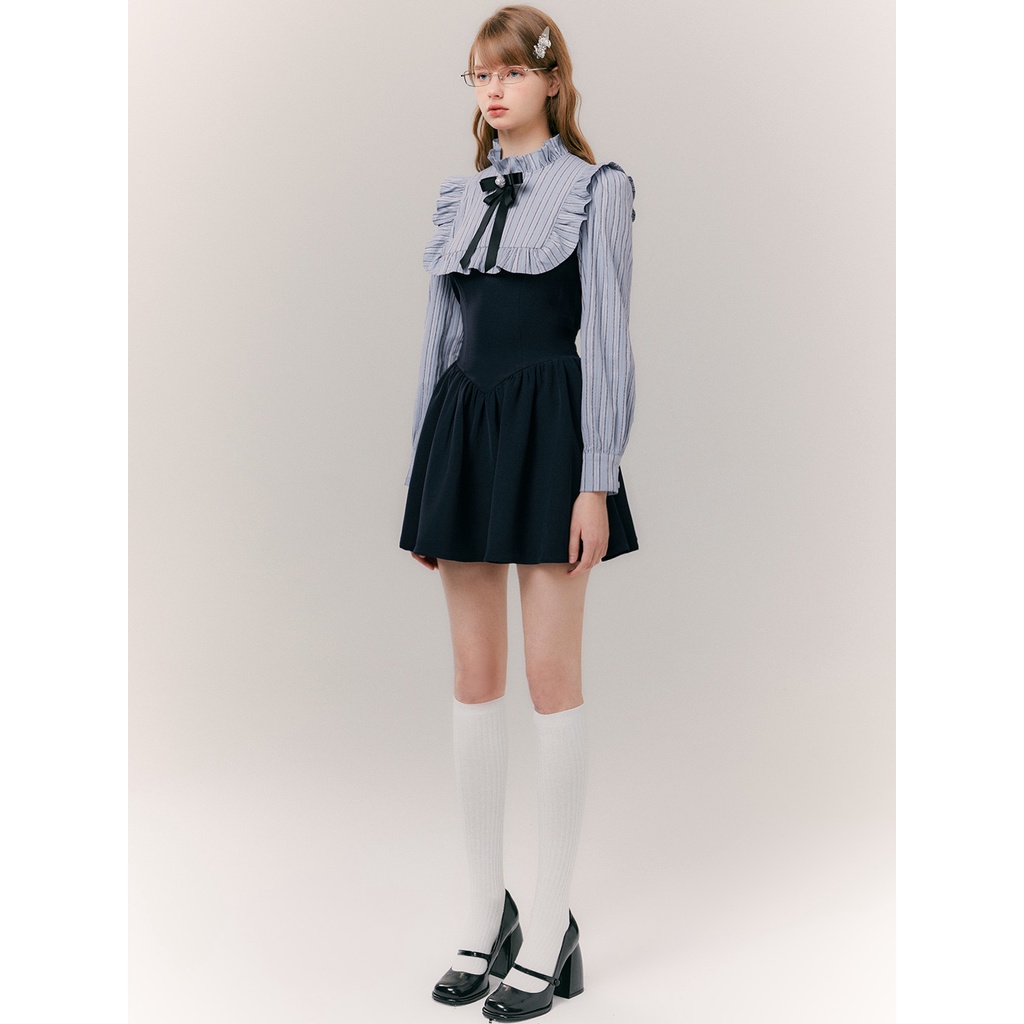 Đầm Sơ Mi Dài Tay Eo Cao Dáng Ôm Phong Cách Law Hepburn Dành Cho Mẹ Và Bé