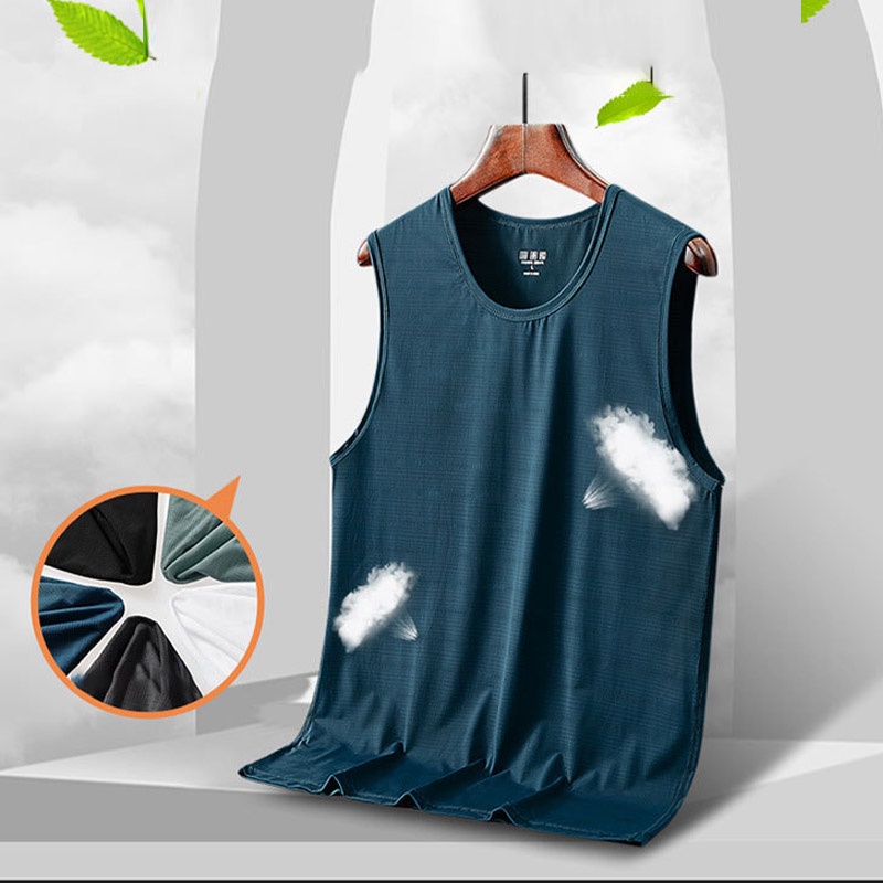 Áo thun VUNC sát nách vải lụa lạnh gọn nhẹ thoáng khí nhanh khô thời trang mùa hè trẻ trung dành cho nam