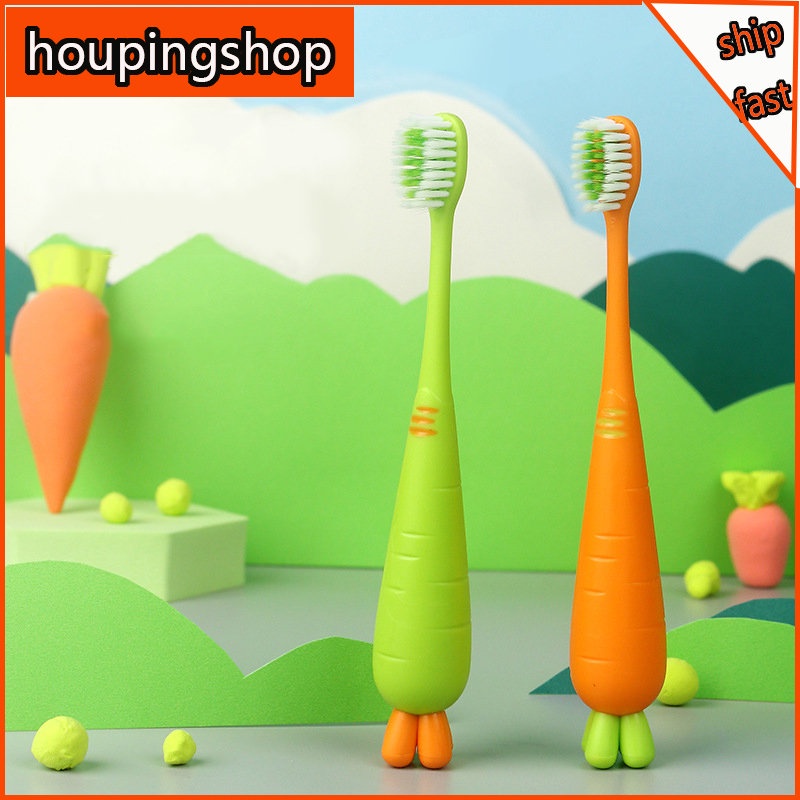 Bàn Chải Đánh Răng Lông Siêu Mềm Hình Củ Cà Rốt Hoạt Hình Cho Bé 2-8 Tuổi