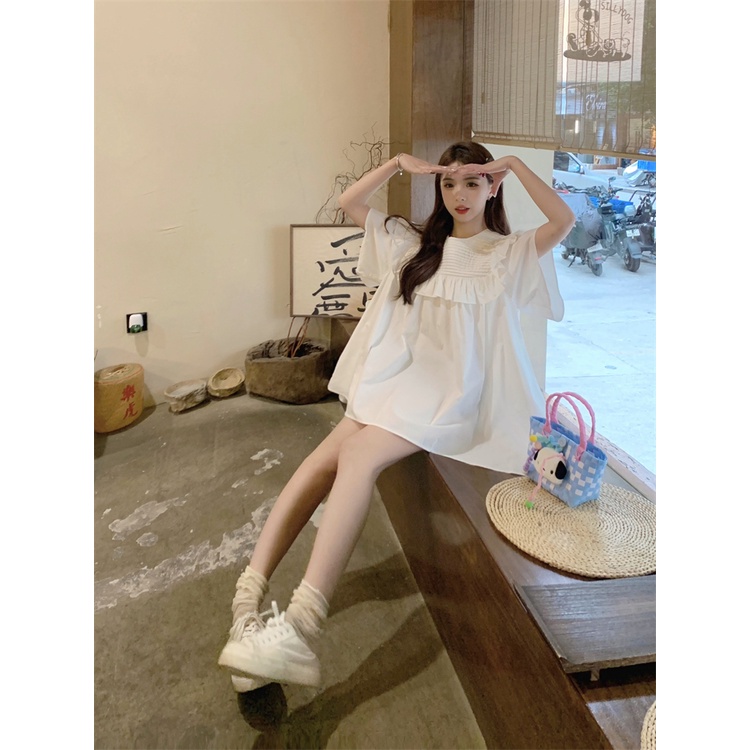 Đầm Ngắn Dáng Rộng Thời Trang Mùa Hè Xinh Xắn Cho Nữ