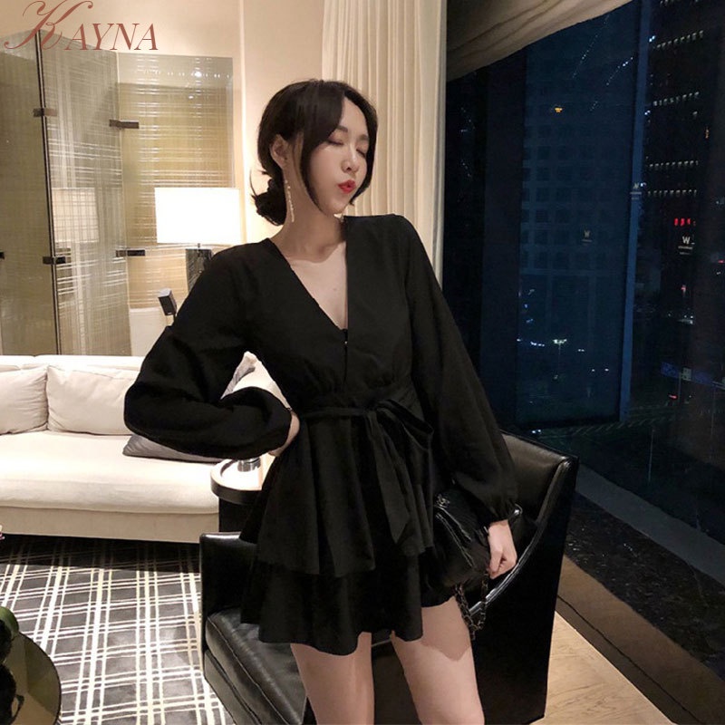 Đầm Nữ Tay Dài Cổ Chữ V Thời Trang Quyến Rũ