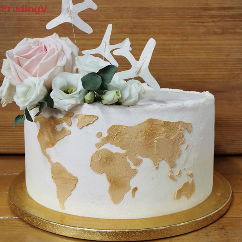 [ErudingV] Khuôn Mẫu Vẽ Bản Đồ Trái Đất Trang Trí Bánh Kem DIY
