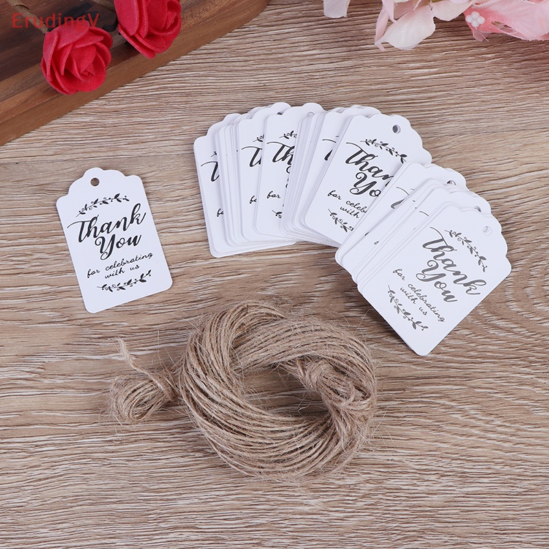 [ErudingV] Set 100 Thẻ Giấy Kraft Thank You Trang Trí Quà Tặng Đám Cưới / Tiệc Mừng Em Bé [Mới]