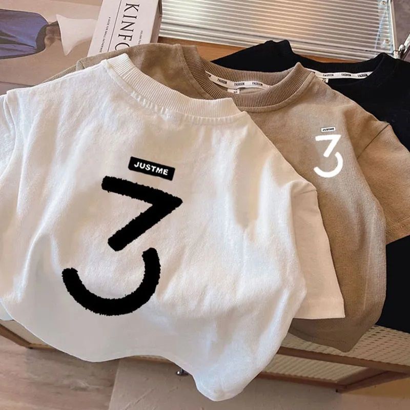 Áo phông cho bé trai  tay ngắn 100% cotton bé trai mặc quần áo in áo phông trẻ em phong cách hàn quốc thời trang hàng đầu kebaya budak lelaki