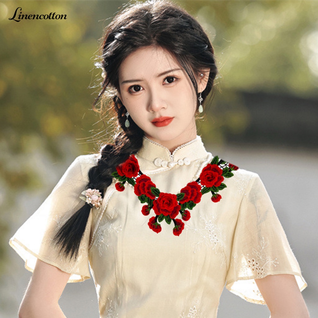 Miếng Vải Cotton Lanh Phối Ren Họa Tiết Hoa Tinh Tế Dùng May Vá Quần Áo Thủ Công