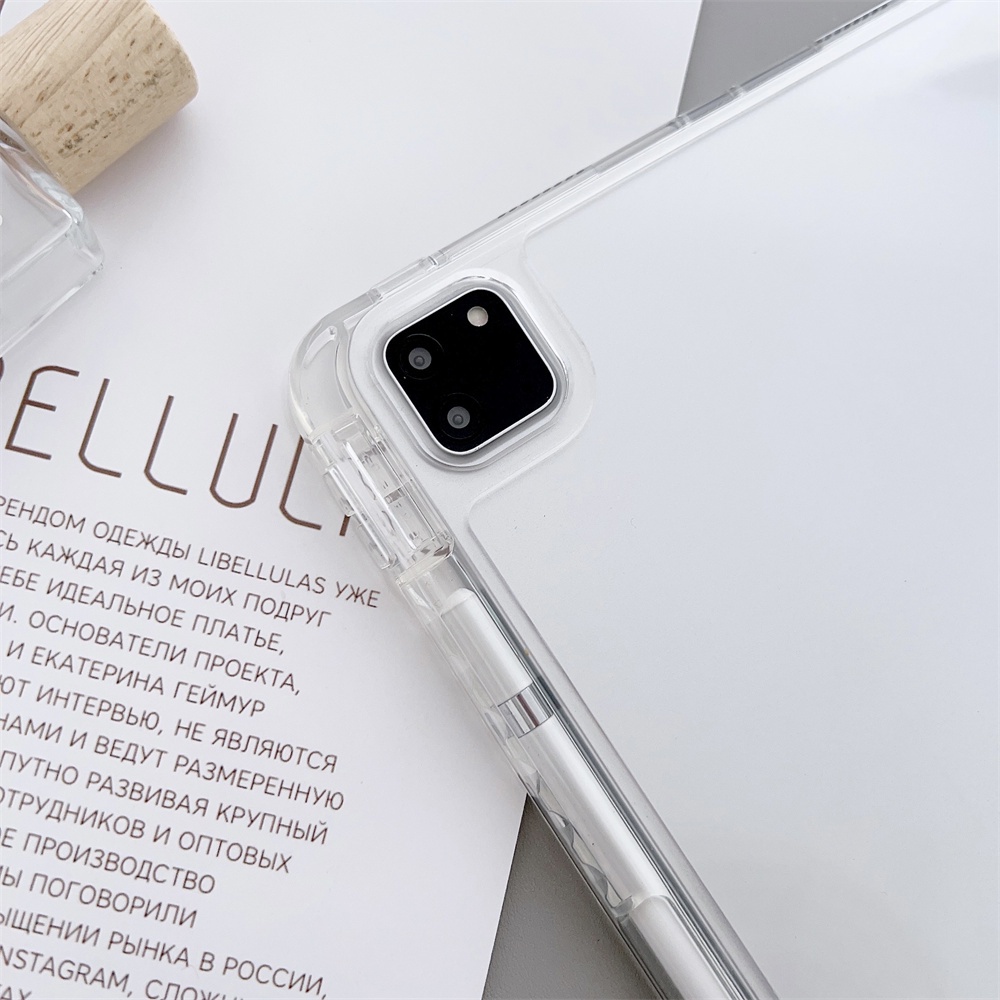 Ốp Máy Tính Bảng Bằng PC Trong Suốt Có Ngăn Đựng Bút Cho iPad 9th 10th Gen9 10.2 Air 5 4 3 2 7th 8th Pro 11 M2 12.9 10.5